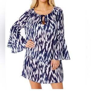 Anne Cole Limited Edition Women's Swim Cover-Up Navy & White Patterned XS/Small
